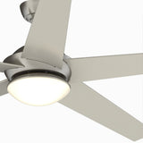 Fanimation Studio Collection Covert 64-in Brushed Nickel LED Indoor/Outdoor Ceiling Fan with Remote (5-Blade)