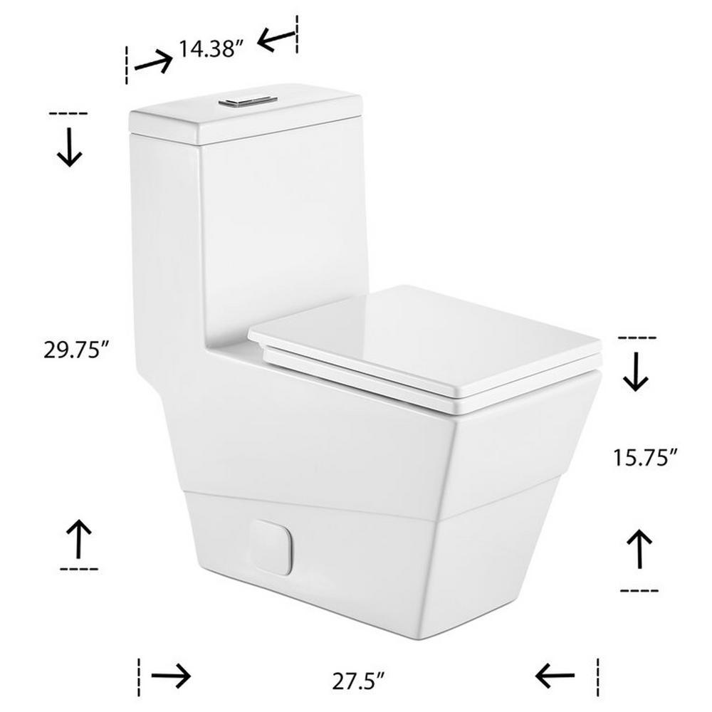 New Style Double Flush 1 Piece 0.8 / 1.28 GPF White Double pumping Square Toilet With Chair - Super Arbor