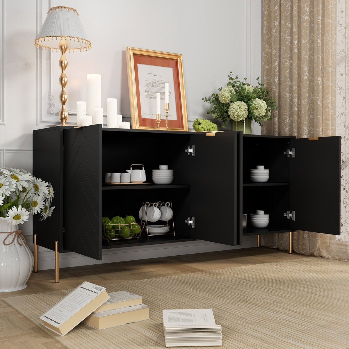 Clihome 17.72-in W x 30.12-in H Mdf Black Freestanding Utility Storage Cabinet