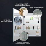 WELLFOR VICK 20-in x 30-in Lighted LED Fog Free Surface/Recessed Mount Silver Mirrored Soft Close Medicine Cabinet with Outlet