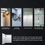 WELLFOR VICK 20-in x 30-in Lighted LED Fog Free Surface/Recessed Mount Silver Mirrored Soft Close Medicine Cabinet with Outlet