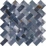 Apollo Tile Splendor Blue 12-in x 12-in Matte Porcelain Basketweave Stone Look Floor and Wall Tile (4.84-sq. ft/ Carton)