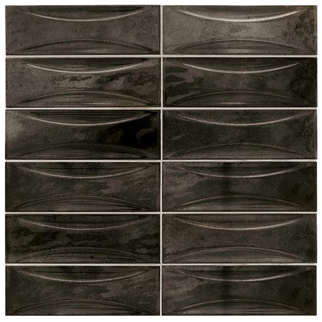 Apollo Tile Antiek Black 3-in x 8-in Glossy Ceramic Brick Patterned Floor and Wall Tile (5.38-sq. ft/ Carton)