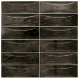 Apollo Tile Antiek Black 3-in x 8-in Glossy Ceramic Brick Patterned Floor and Wall Tile (5.38-sq. ft/ Carton)