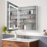 WELLFOR V3 24-in x 30-in Lighted LED Surface/Recessed Mount Aluminum Mirrored Soft Close Medicine Cabinet with Outlet