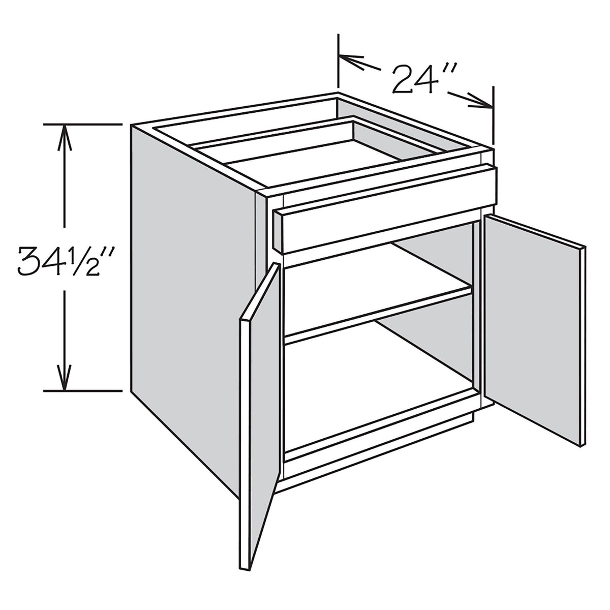 Shenandoah PRO Express Breckenridge 27-in W x 34.5-in H x 24-in D Stone Full Overlay Maple 1-Drawer Base Fully Assembled Plywood Cabinet (Recessed Panel Shaker Style)
