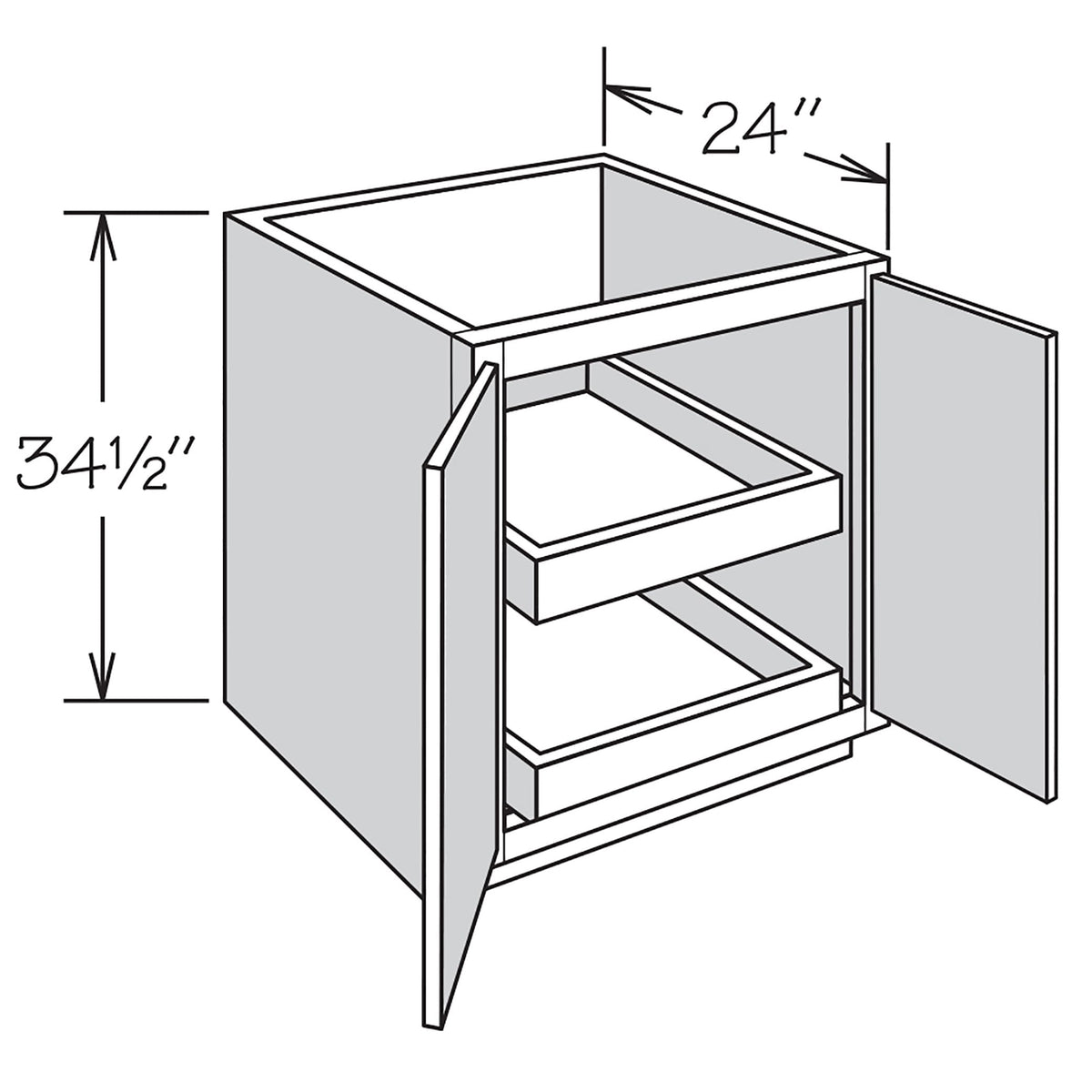 Shenandoah PRO Express Breckenridge 24-in W x 34.5-in H x 24-in D Stone Full Overlay Base Fully Assembled Plywood Cabinet (Recessed Panel Shaker Door Style)