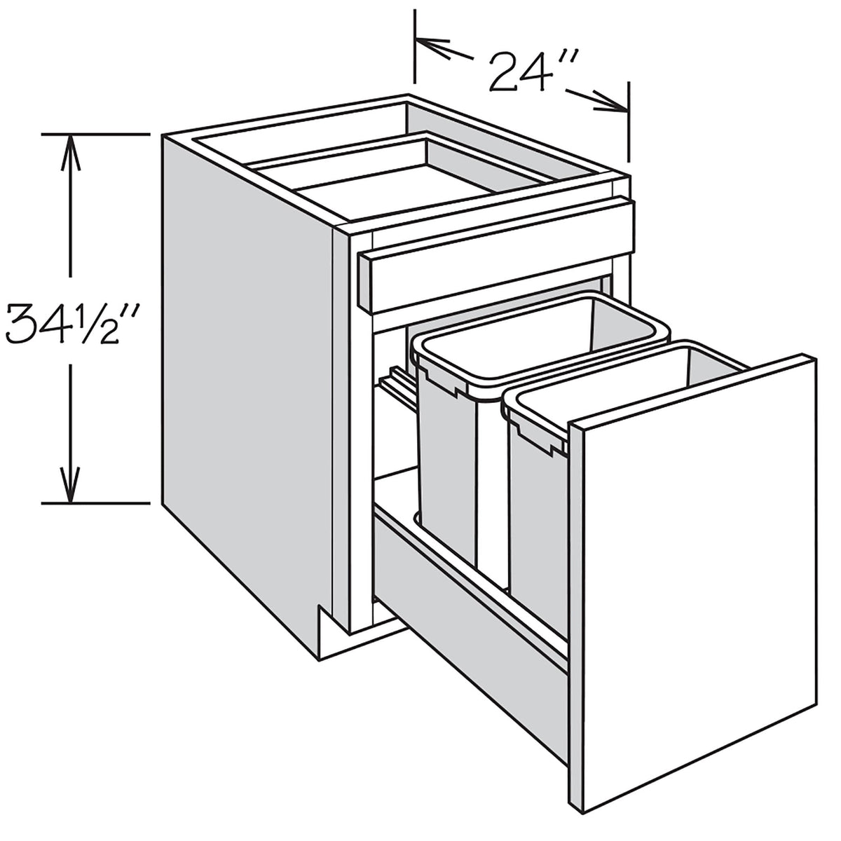 Shenandoah PRO Express Breckenridge 18-in W x 34.5-in H x 24-in D Linen Partial Overlay Pull-out Wastebasket Base Fully Assembled Plywood Cabinet
