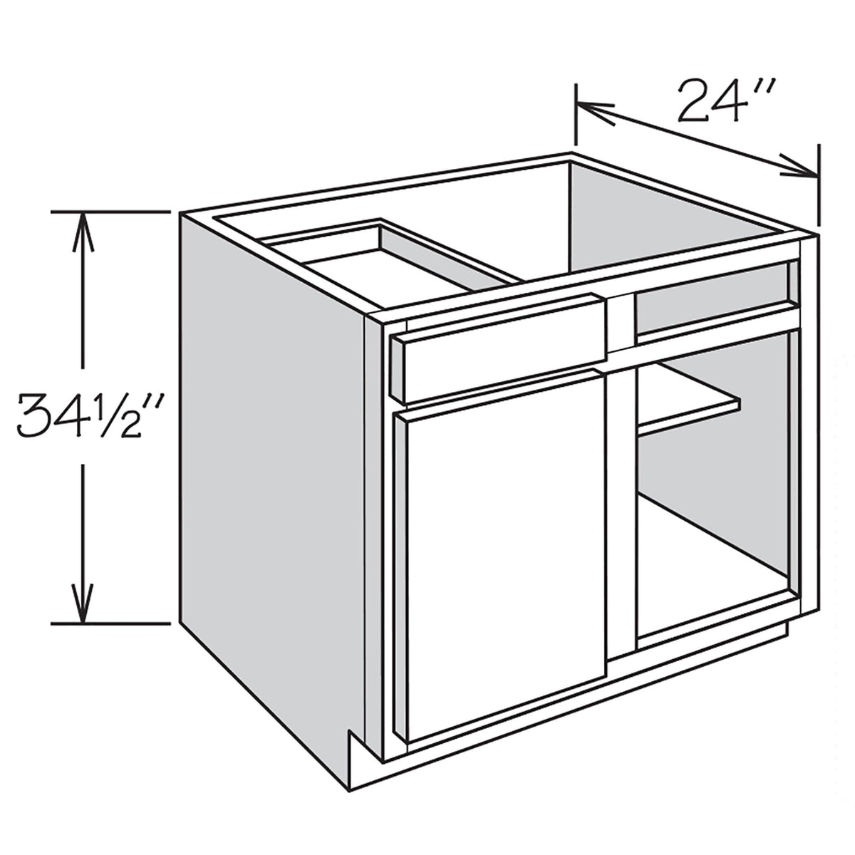 Shenandoah PRO Express Breckenridge 27-in W x 34.5-in H x 24-in D Linen Partial Overlay Blind 1-Drawer Corner Base Fully Assembled Plywood Cabinet (Recessed Panel Shaker Style)