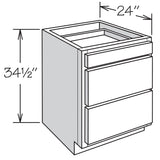 Shenandoah PRO Express Breckenridge 24-in W x 34.5-in H x 24-in D Linen Full Overlay 3-Drawer Base Fully Assembled Plywood Cabinet