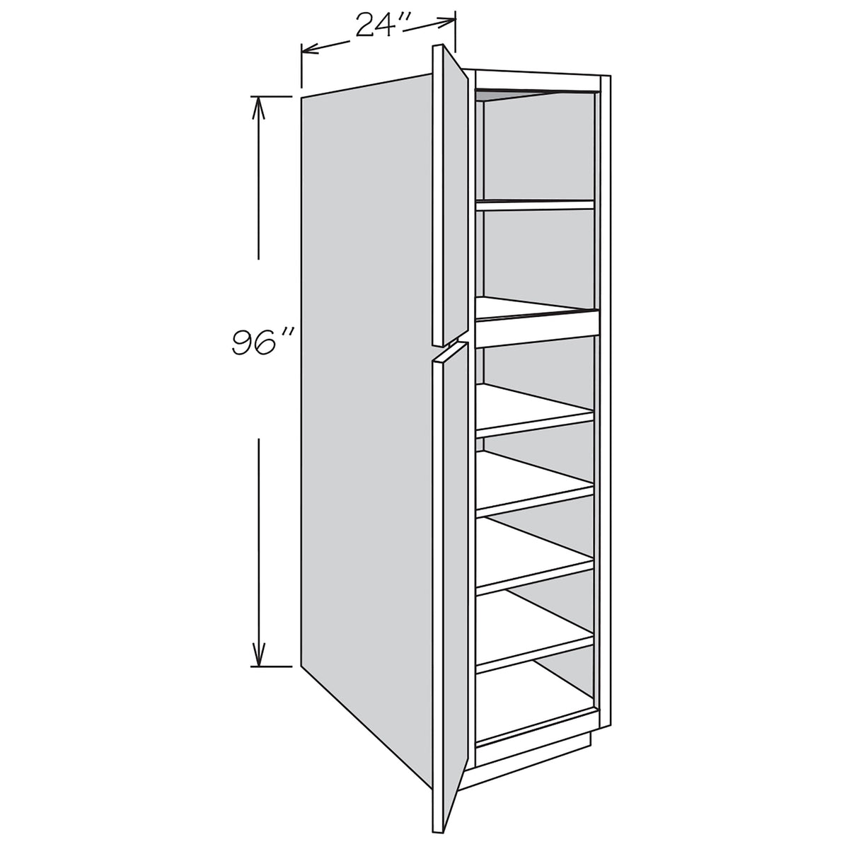 Shenandoah PRO Express Breckenridge 18-in W x 96-in H x 24-in D Stone Full Overlay Pantry Fully Assembled Plywood Cabinet (Recessed Panel Shaker Door Style)