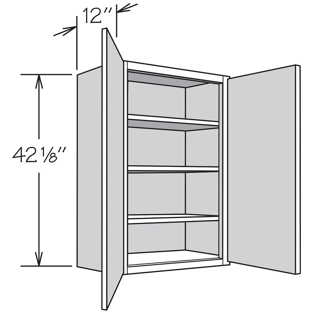 Shenandoah PRO Express Breckenridge 36-in W x 42.125-in H x 12-in D Linen Partial Overlay Wall Fully Assembled Plywood Cabinet (Recessed Panel Shaker Door Style)