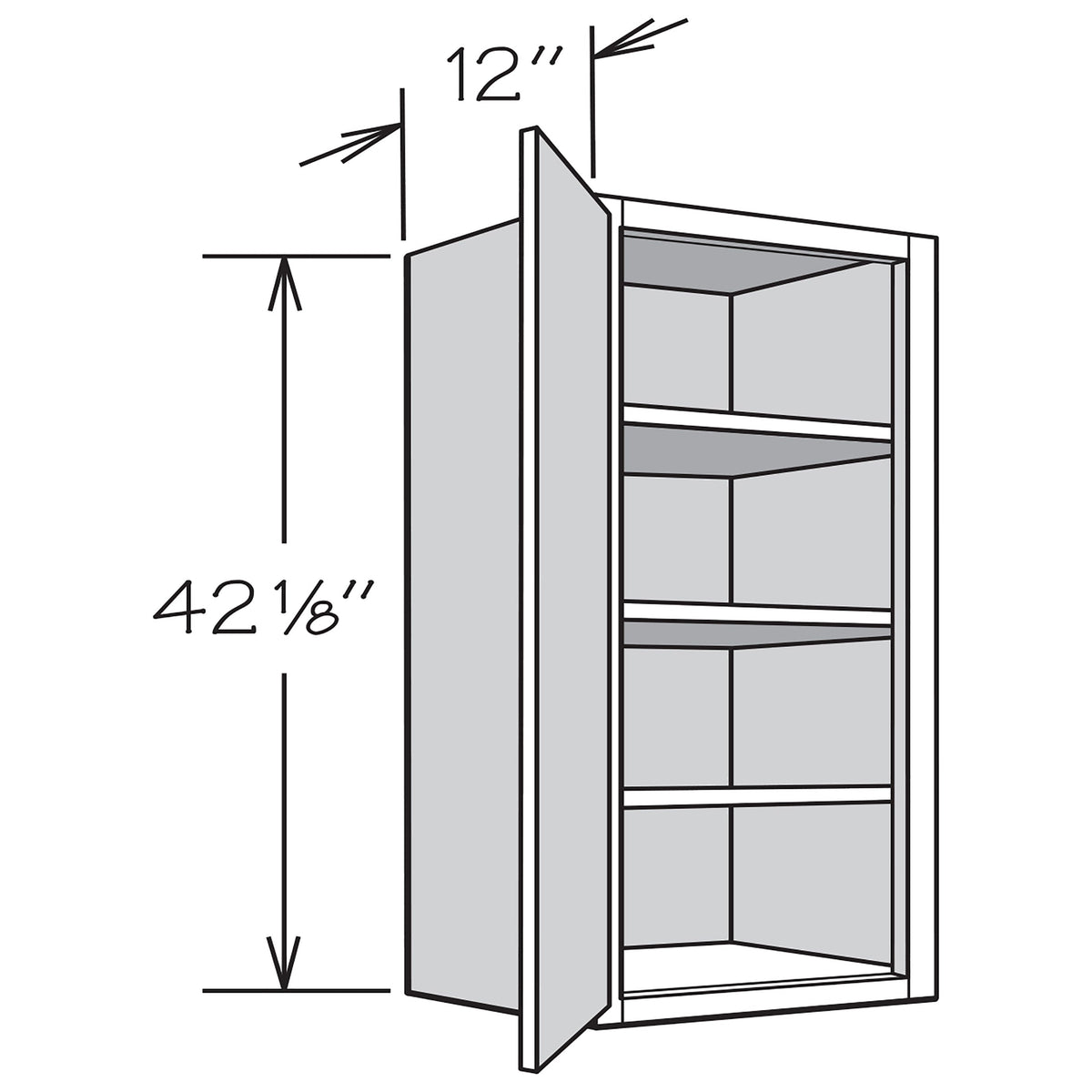 Shenandoah PRO Express Breckenridge 21-in W x 42.125-in H x 12-in D Linen Partial Overlay Wall Fully Assembled Plywood Cabinet (Recessed Panel Shaker Door Style)