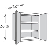 Shenandoah PRO Express Breckenridge 33-in W x 30.125-in H x 12-in D Linen Partial Overlay Maple Wall Fully Assembled Plywood Cabinet (Recessed Panel Shaker Door Style)