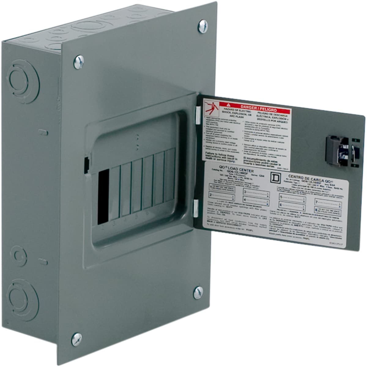 Square D QO 100-Amp 6-space load center - detail view