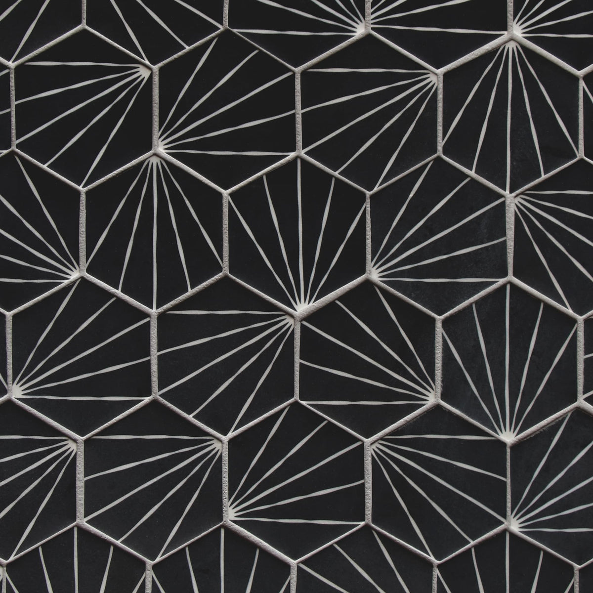 SUNWINGS Art Deco Black 10-in x 12-in Matte Recycled glass Hexagon Mosaic Floor and Wall Tile product image