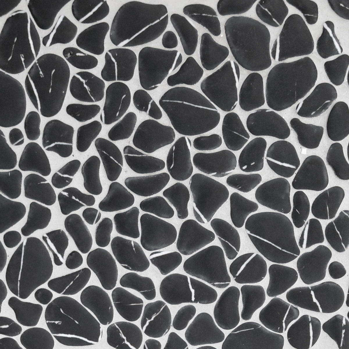 SUNWINGS Black Marquina 10-in x 10-in Matte Recycled glass Marble look Pebble Mosaic Floor and Wall Tile product image