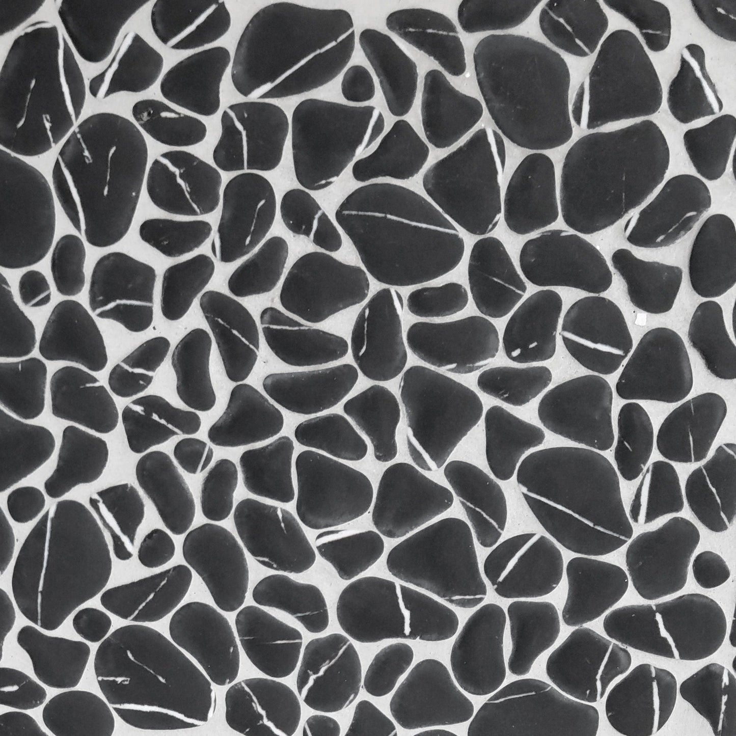SUNWINGS Black Marquina 10-in x 10-in Matte Recycled glass Marble look Pebble Mosaic Floor and Wall Tile product image