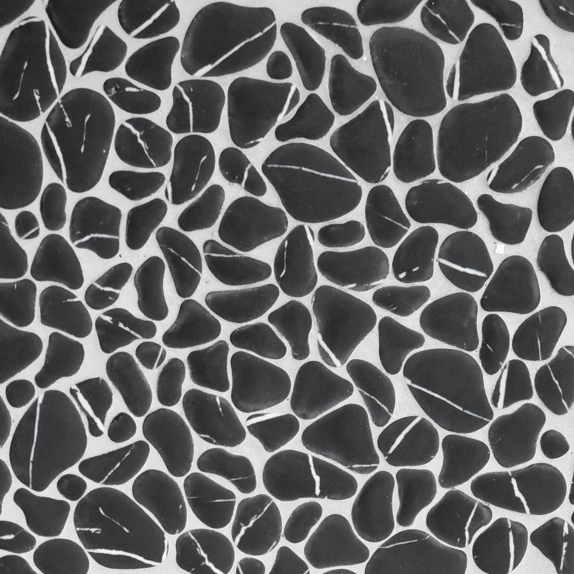 SUNWINGS Black Marquina 10-in x 10-in Matte Recycled glass Marble look Pebble Mosaic Floor and Wall Tile product image