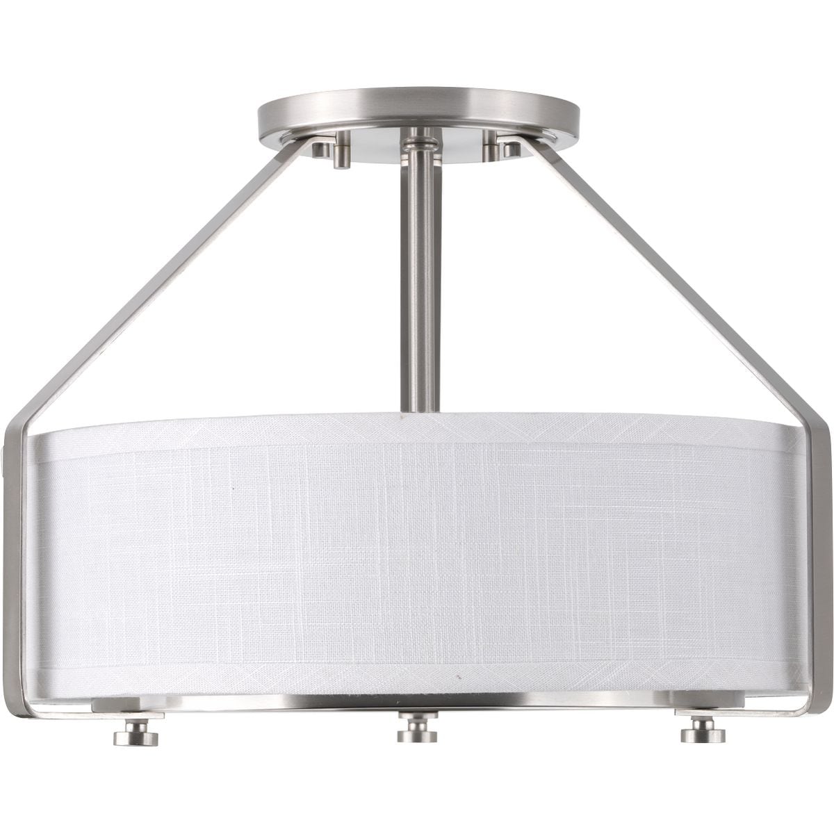 Progress Lighting Ratio 3-Light Brushed Nickel Transitional Drum Medium Hanging Convertible Pendant/semi-flush