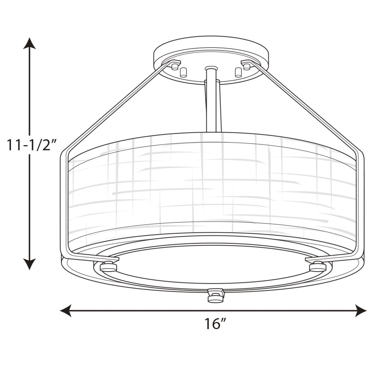 Progress Lighting Ratio 3-Light Brushed Nickel Transitional Drum Medium Hanging Convertible Pendant/semi-flush