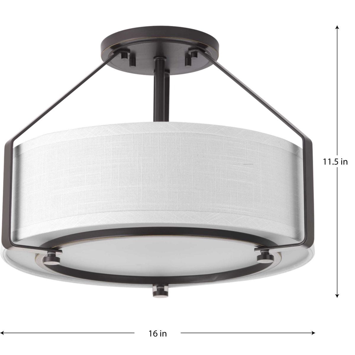 Progress Lighting Ratio 3-Light Antique Bronze Transitional Drum Medium Hanging Convertible Pendant/semi-flush