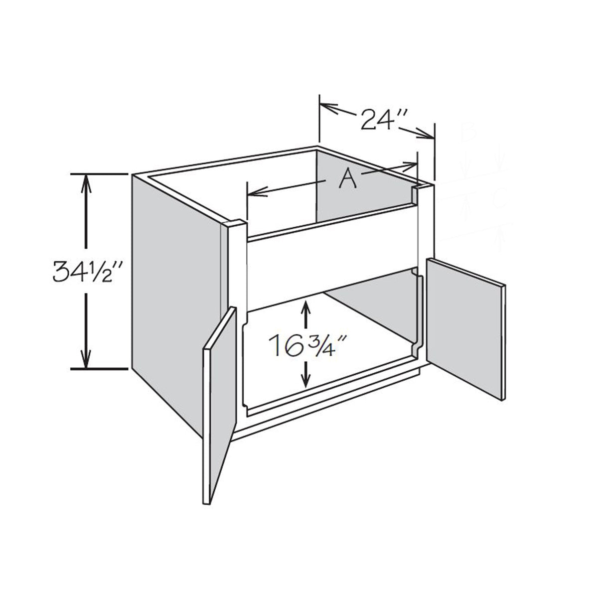 Shenandoah PRO Express Breckenridge 36-in W x 34.5-in H x 24-in D Stone Full Overlay Sink Base Fully Assembled Plywood Cabinet (Recessed Panel Shaker Style)