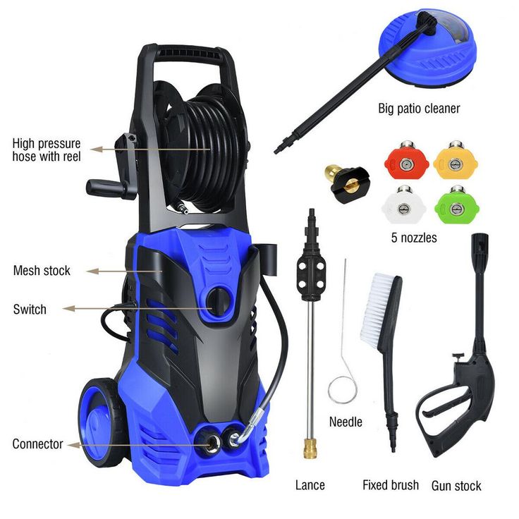 Costway 2030 PSI 2 GPM Hot/Cold Water Electric High Pressure Washer with Patio Cleaner and 5 Nozzles