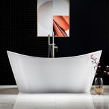 Alacant 67 in.¬†Acrylic Flatbottom Double Slipper White Bathtub with Brushed Nickel Faucet & Overflow and Drain - Super Arbor