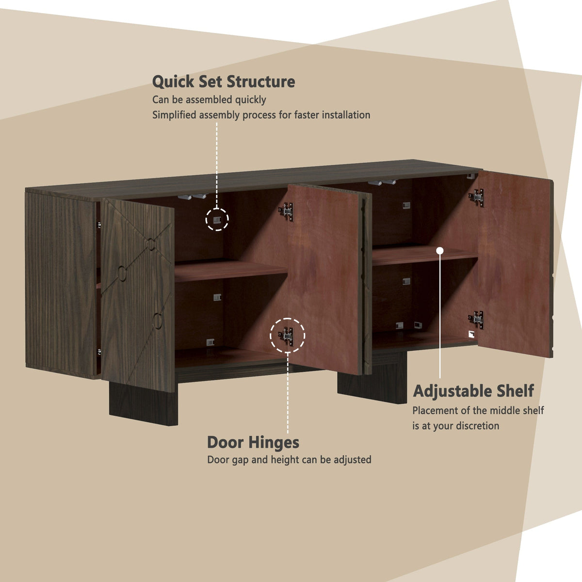 Clihome 15.75-in W x 30.71-in H Mdf Brown Freestanding Utility Storage Cabinet