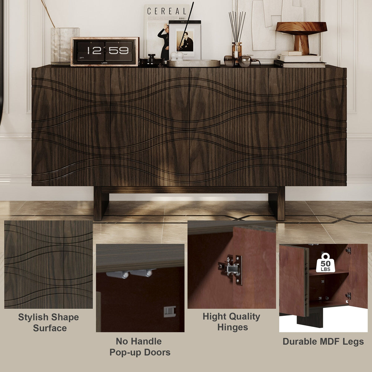 Clihome 15.75-in W x 30.71-in H Mdf Brown Freestanding Utility Storage Cabinet