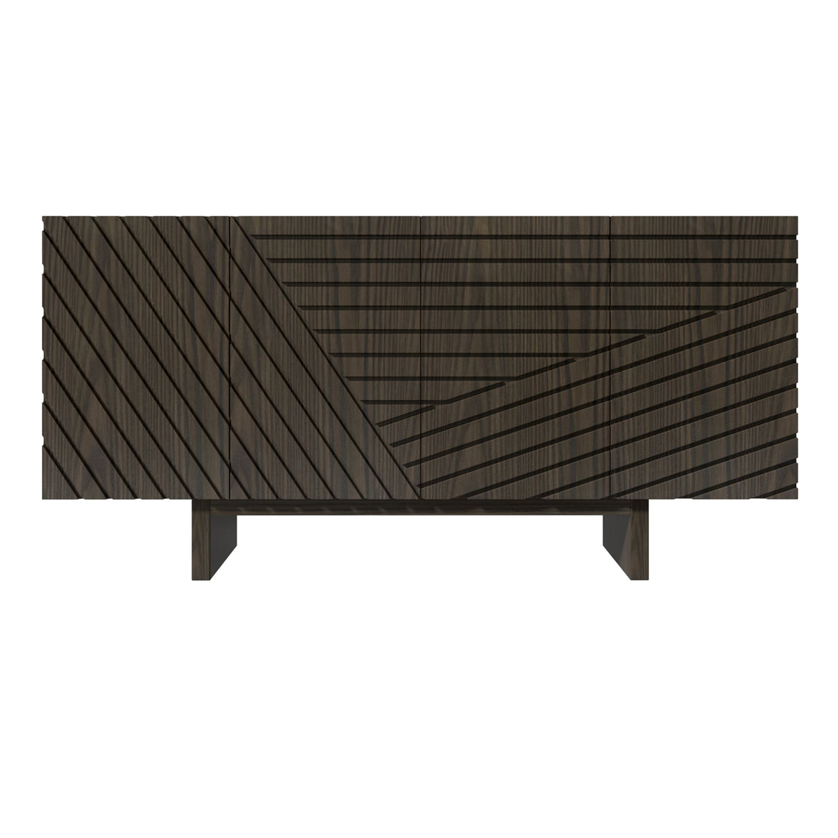 Clihome Brown 4-door accent cabinet 63-in W x 30.7-in H Mdf Brown Freestanding Utility Storage Cabinet