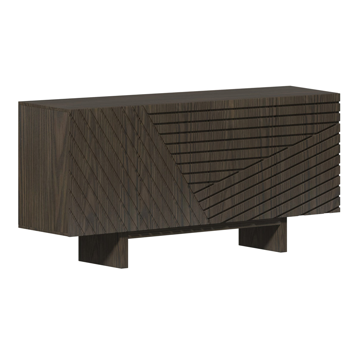 Clihome Brown 4-door accent cabinet 63-in W x 30.7-in H Mdf Brown Freestanding Utility Storage Cabinet