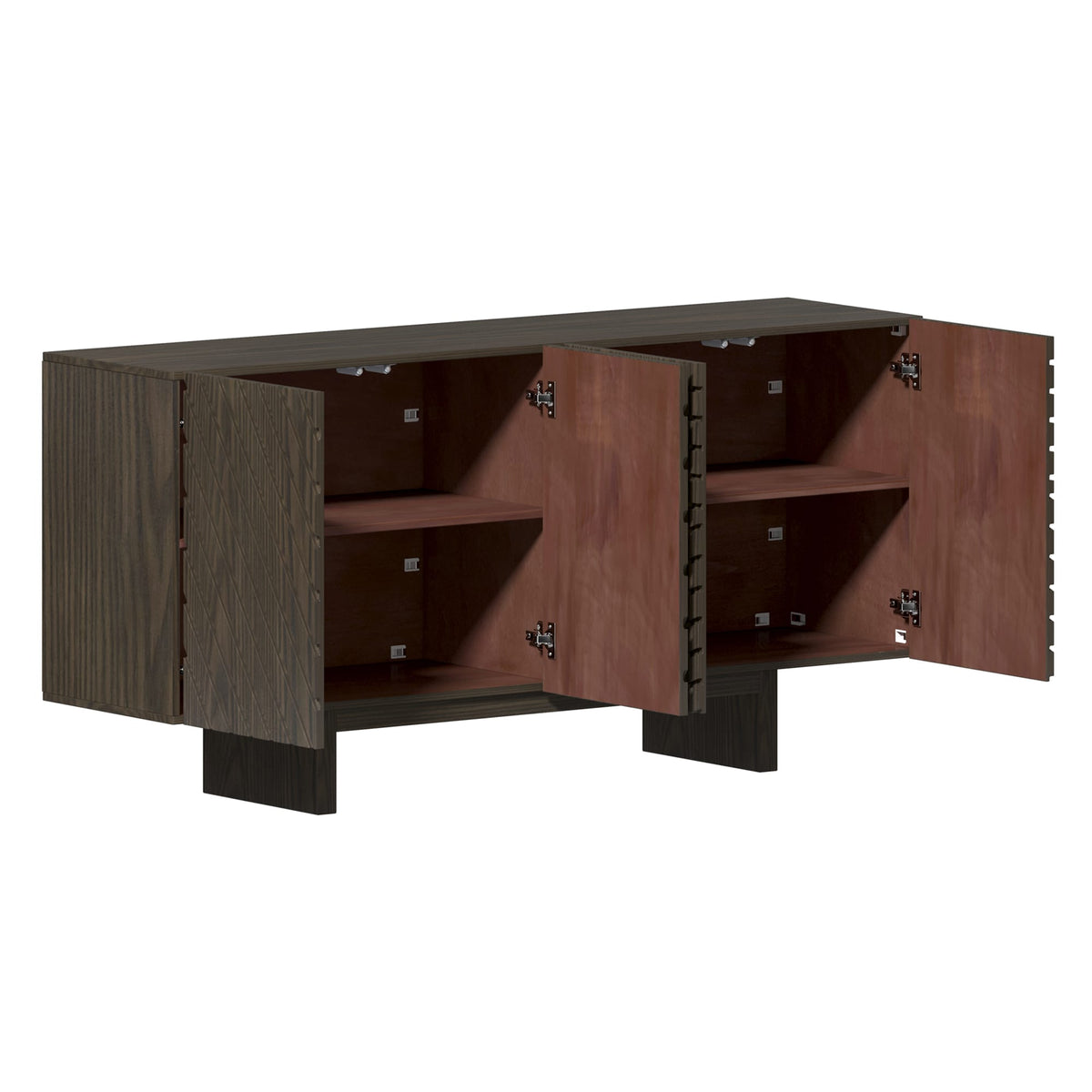 Clihome Brown 4-door accent cabinet 63-in W x 30.7-in H Mdf Brown Freestanding Utility Storage Cabinet