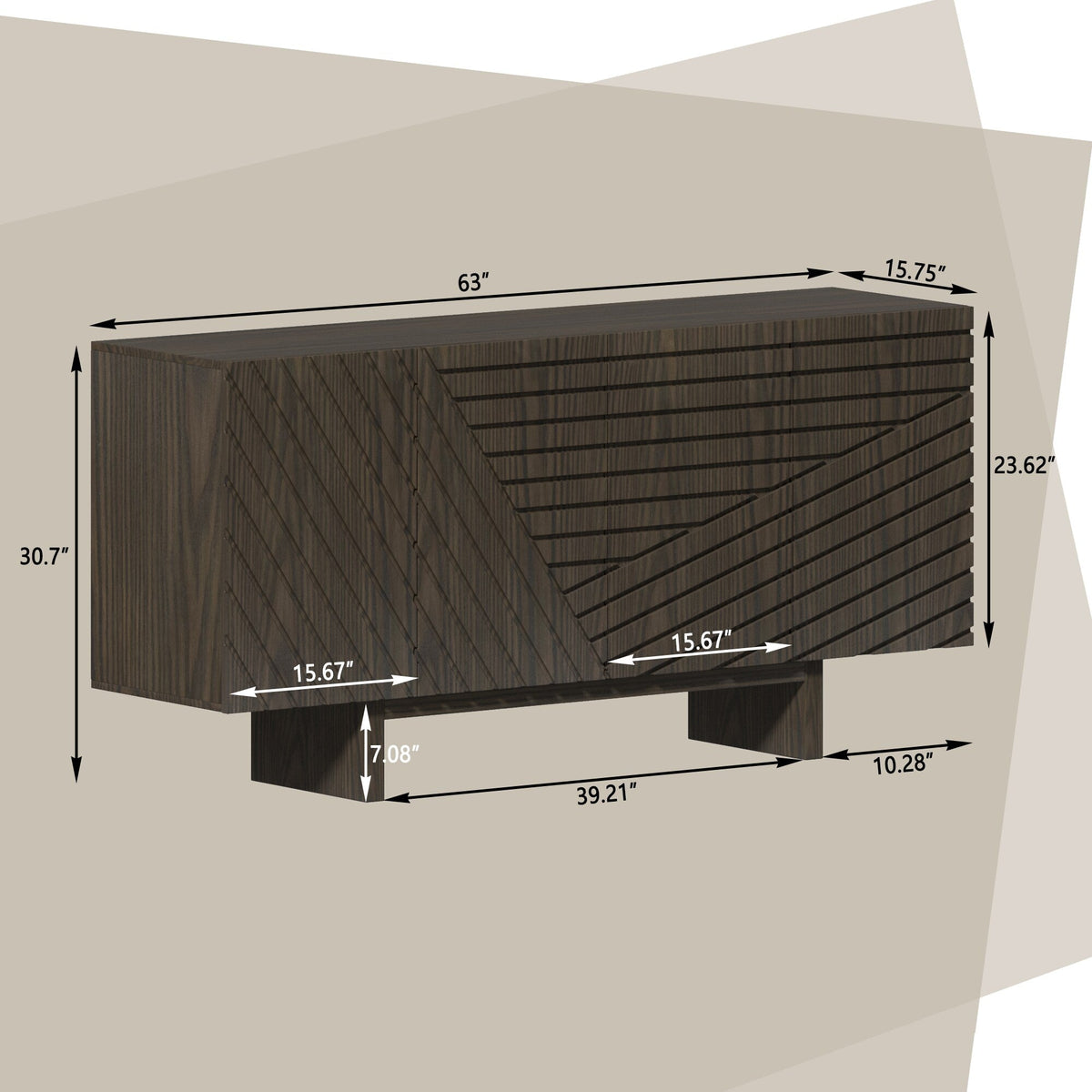 Clihome Brown 4-door accent cabinet 63-in W x 30.7-in H Mdf Brown Freestanding Utility Storage Cabinet
