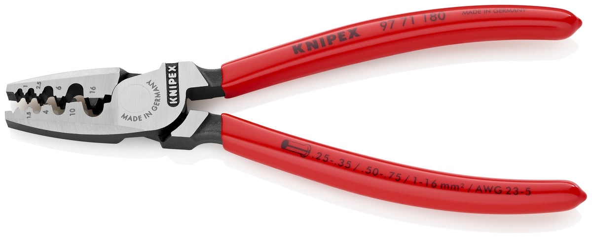 KNIPEX 7.1-in Electrical Crimping Pliers for End Sleeves (Ferrules), 97 71 180