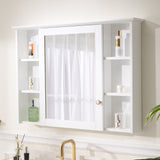 WELLFOR ART Solid Wood 42-in x 30-in Surface Mount White Mirrored Soft Close Medicine Cabinet