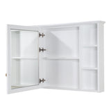 WELLFOR ART Solid Wood 42-in x 30-in Surface Mount White Mirrored Soft Close Medicine Cabinet