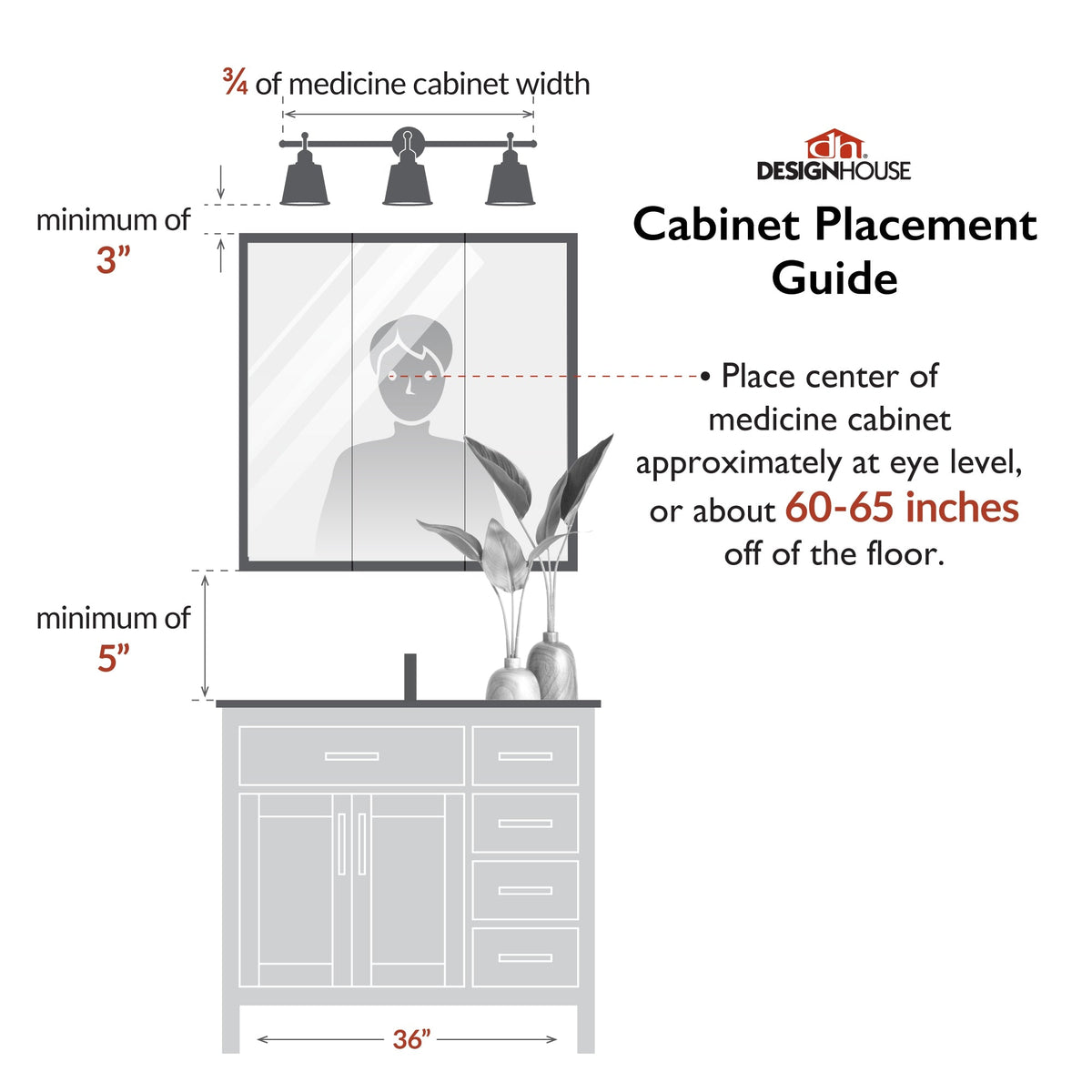 Design House Ventura 24-in x 30-in Surface Mount Espresso Mirrored Medicine Cabinet