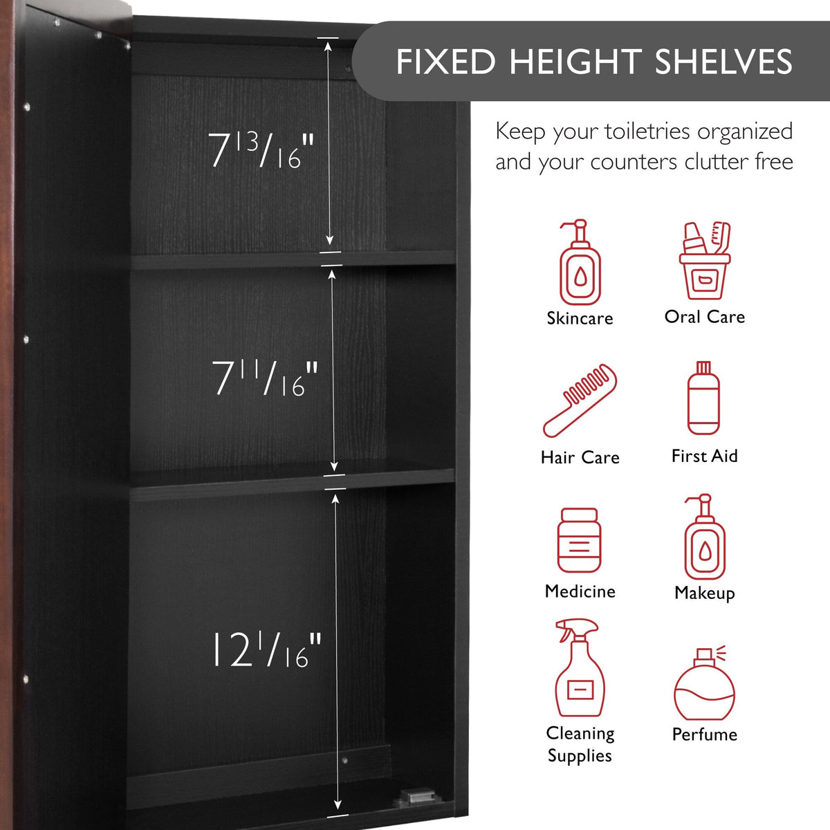 Design House Ventura 48-in x 30-in Surface Mount Espresso Mirrored Medicine Cabinet