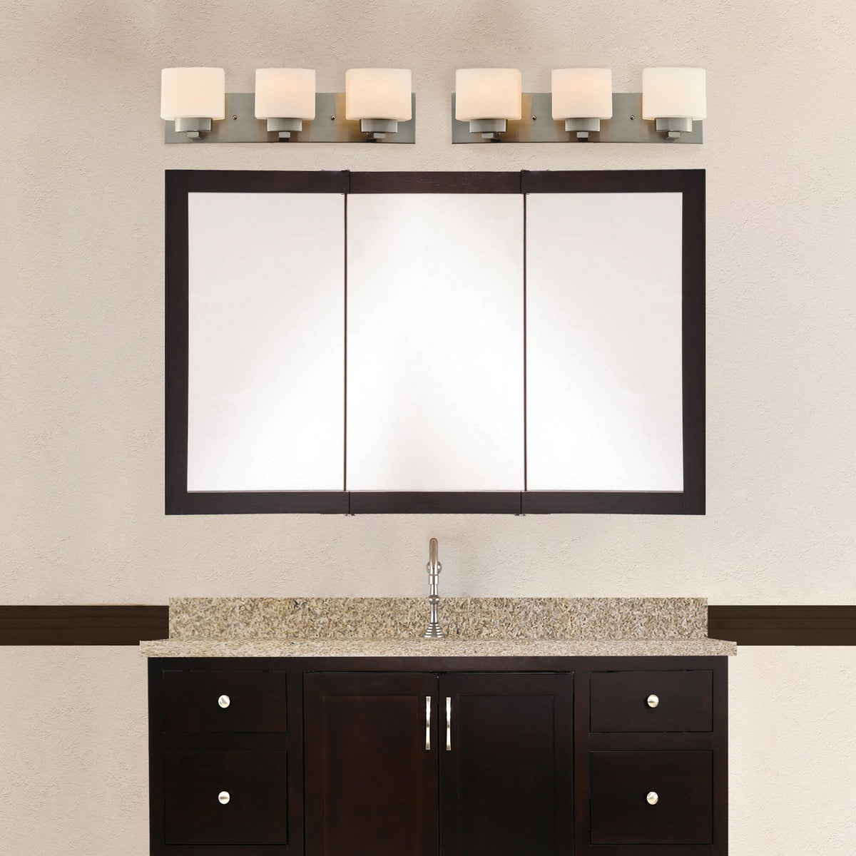 Design House Ventura 48-in x 30-in Surface Mount Espresso Mirrored Medicine Cabinet