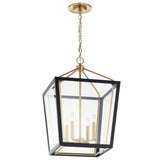 Kichler Delvin 4-Light Champagne Bronze with Black Traditional Clear Glass Lantern Led, Medium Hanging Pendant Light