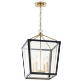 Kichler Delvin 4-Light Champagne Bronze with Black Traditional Clear Glass Lantern Led, Medium Hanging Pendant Light