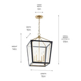 Kichler Delvin 4-Light Champagne Bronze with Black Traditional Clear Glass Lantern Led, Medium Hanging Pendant Light