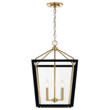 Kichler Delvin 4-Light Champagne Bronze with Black Traditional Clear Glass Lantern Led, Medium Hanging Pendant Light