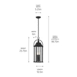 Kichler Harbor Row 4-Light Textured Black Farmhouse Seeded Glass Lantern Led, Medium Indoor/Outdoor Hanging Pendant Light
