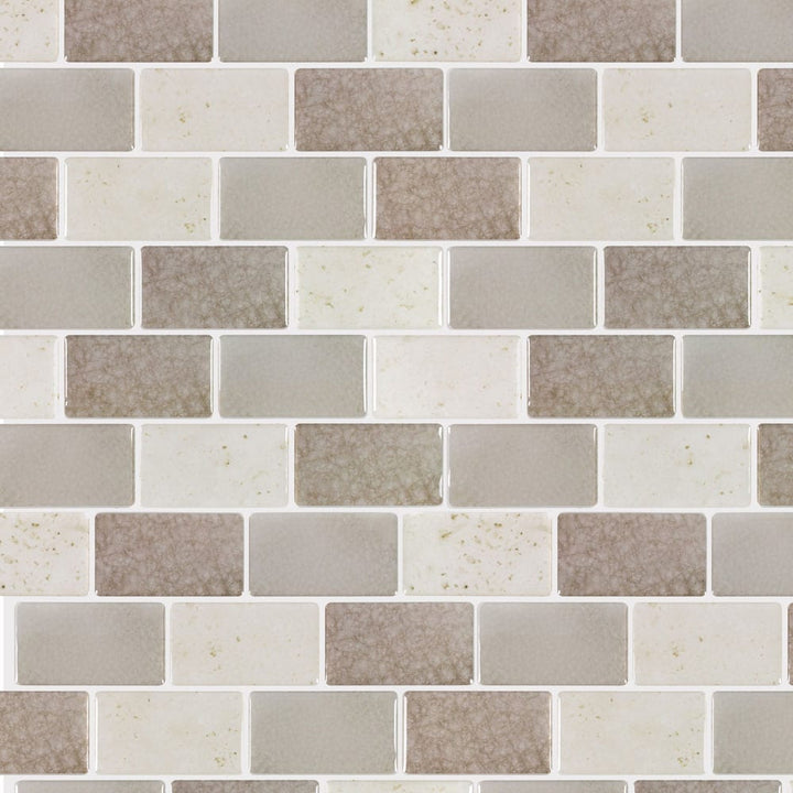 Peel&Stick Mosaics Loft natural beige and white 10-in x 10-in Glossy Composite Peel and stick Mosaic Wall Tile product image