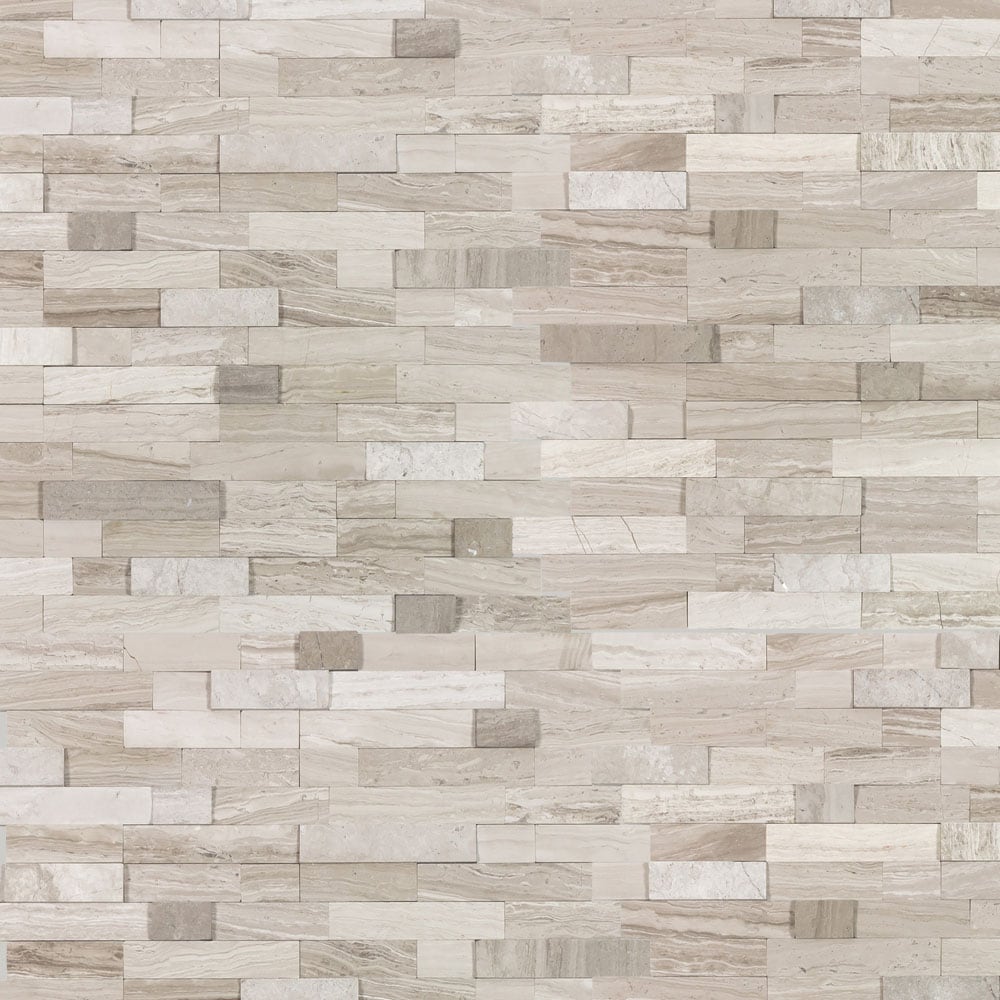 Peel&Stick Mosaics Rustic Dune Beige 12-in x 12-in Multi-finish Natural stone Marble Linear Peel and stick Mosaic Wall Tile product image
