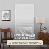 Achim Blackout Cordless Roman Shade, White, 33 in W x 64 in L
