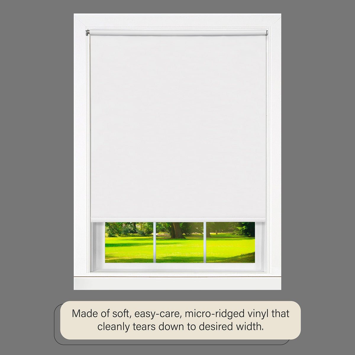 Achim Tear Down Room Darkening Shade, 73-in W x 72-in L, White Cordless Vinyl Roller Shade